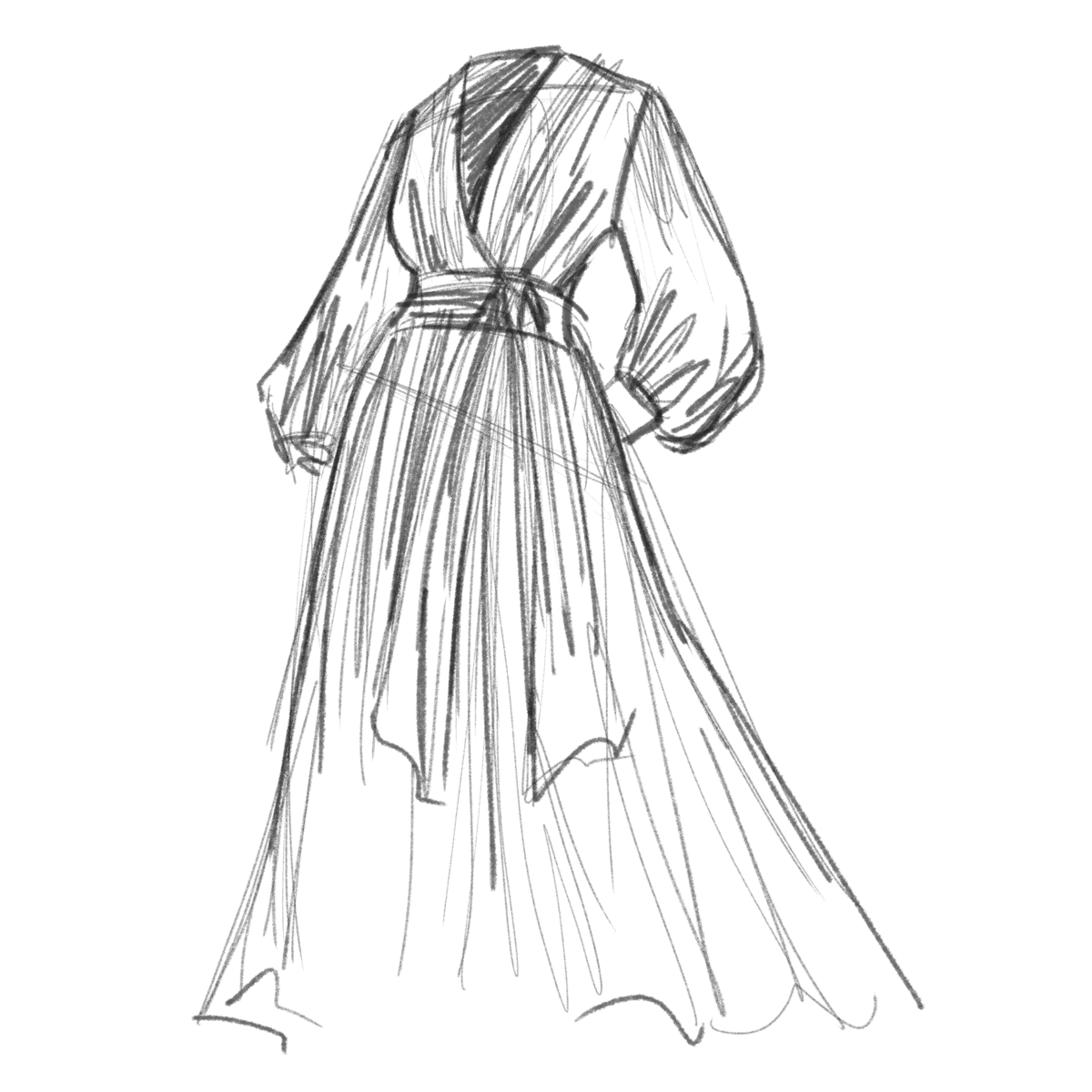 Sketch of a long belted dressing gown