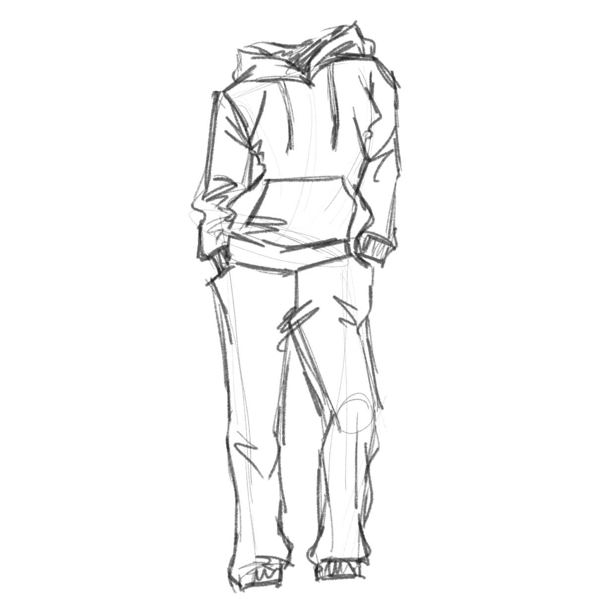 Sketch of a hooded sweatshirt and matching sweatpants