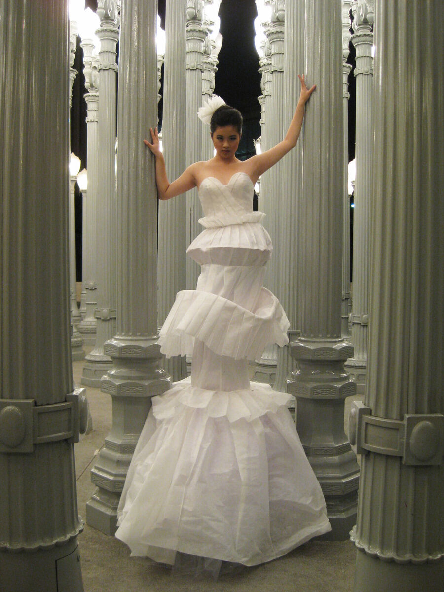 Wedding dress made entirely from interfacing